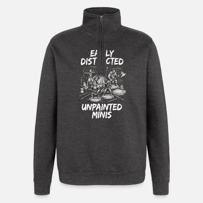 Distracted by Unpainted Minis - Quarter-Zip Sweatshirt - charcoal grey