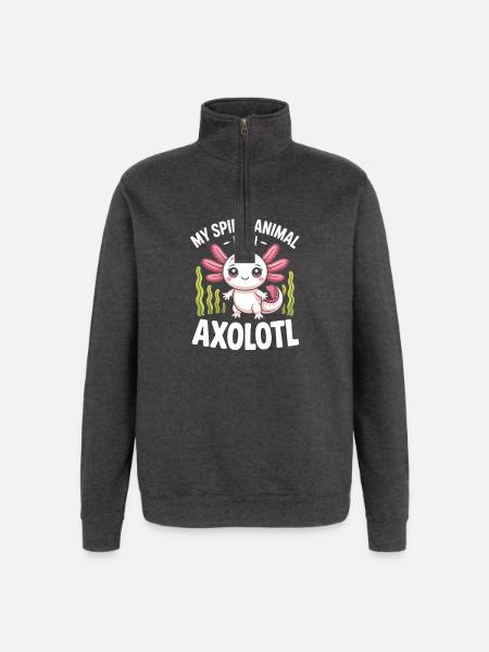 Axolotl Geisttier-Tee - Quarter-Zip-Sweatshirt - Anthrazit