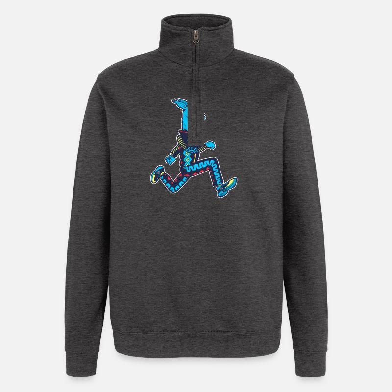 Blauer Lama-Läufer - Quarter-Zip-Sweatshirt - Anthrazit