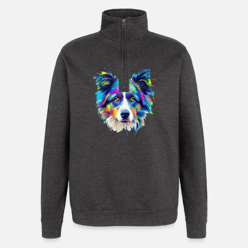 Bunte Australian Shepherd-Kunst - Quarter-Zip-Sweatshirt - Anthrazit