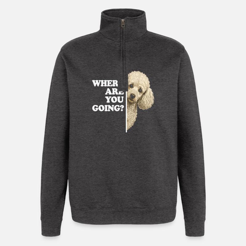Où vas-tu ? Vue du caniche - Sweat à zip 1/4 - charbon