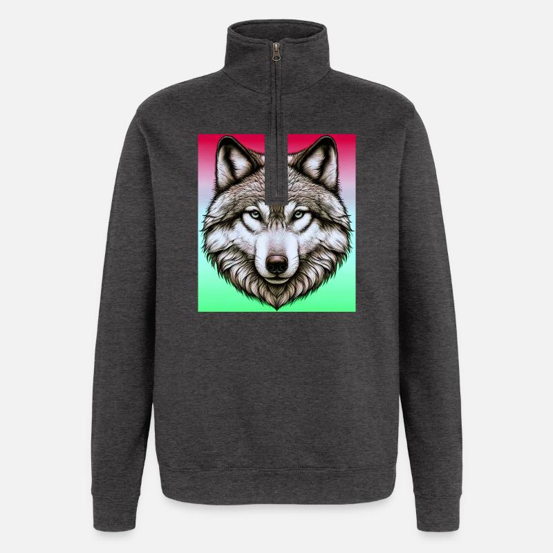 Wolf - Quarter-Zip Sweatshirt - charcoal grey