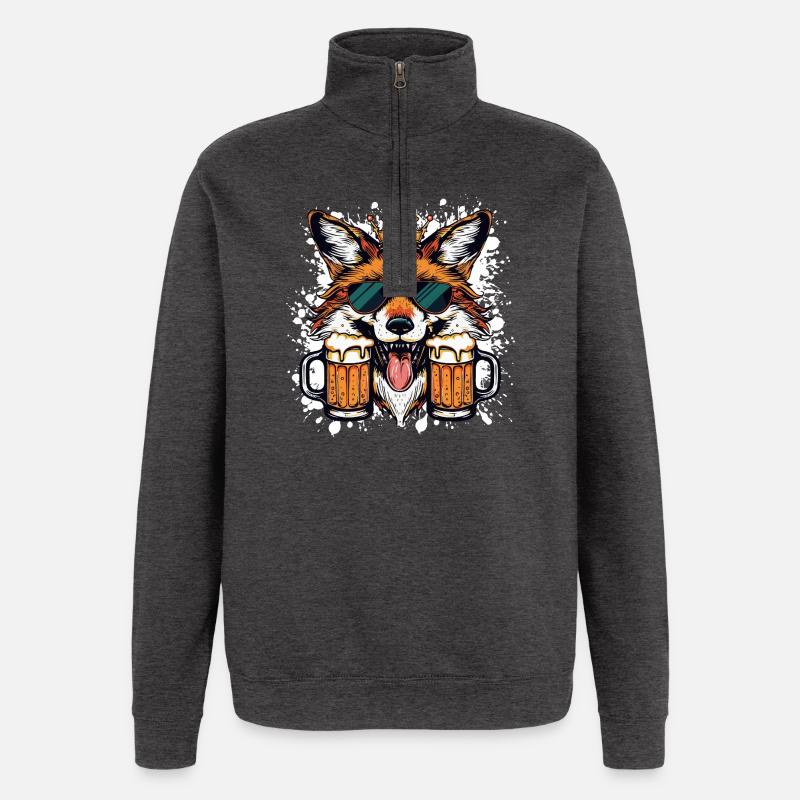 Bière Fox Drôle - Sweat à zip 1/4 - charbon