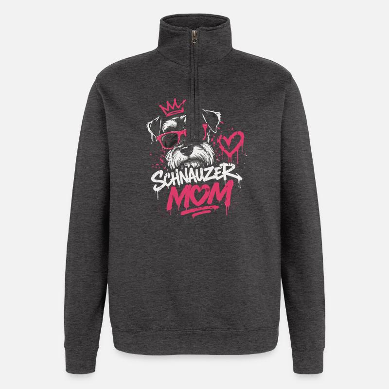 Graffiti du roi schnauzer - Sweat à zip 1/4 - charbon