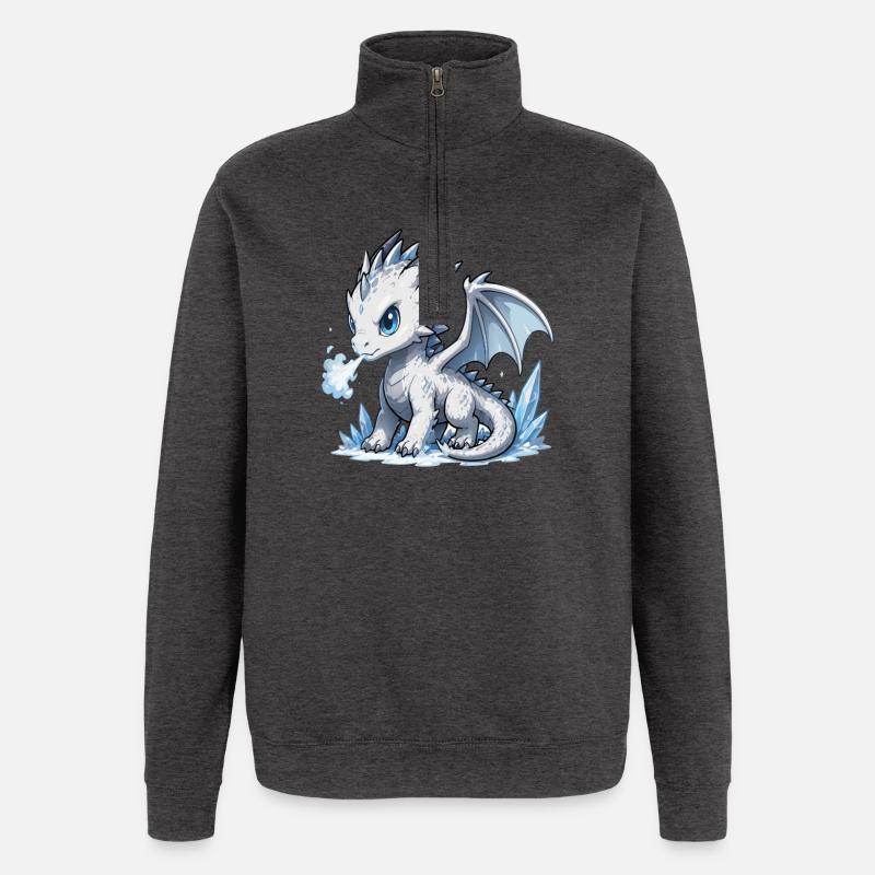 Dragon de Glace de Cristal - Sweat à zip 1/4 - charbon