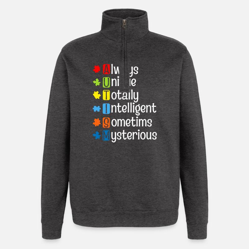 Autism Puzzle Pride: Einzigartige Köpfe - Quarter-Zip-Sweatshirt - Anthrazit