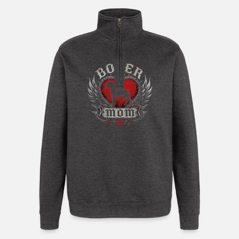 Boxer Heart Wing Emblem - Quarter-Zip Sweatshirt - charcoal grey