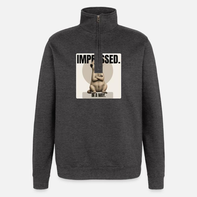 Impressionné. – Conception sarcastique de suricates - Sweat à zip 1/4 - charbon