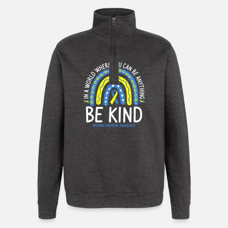 Sei freundlich, Regenbogenbewusstsein - Quarter-Zip-Sweatshirt - Anthrazit