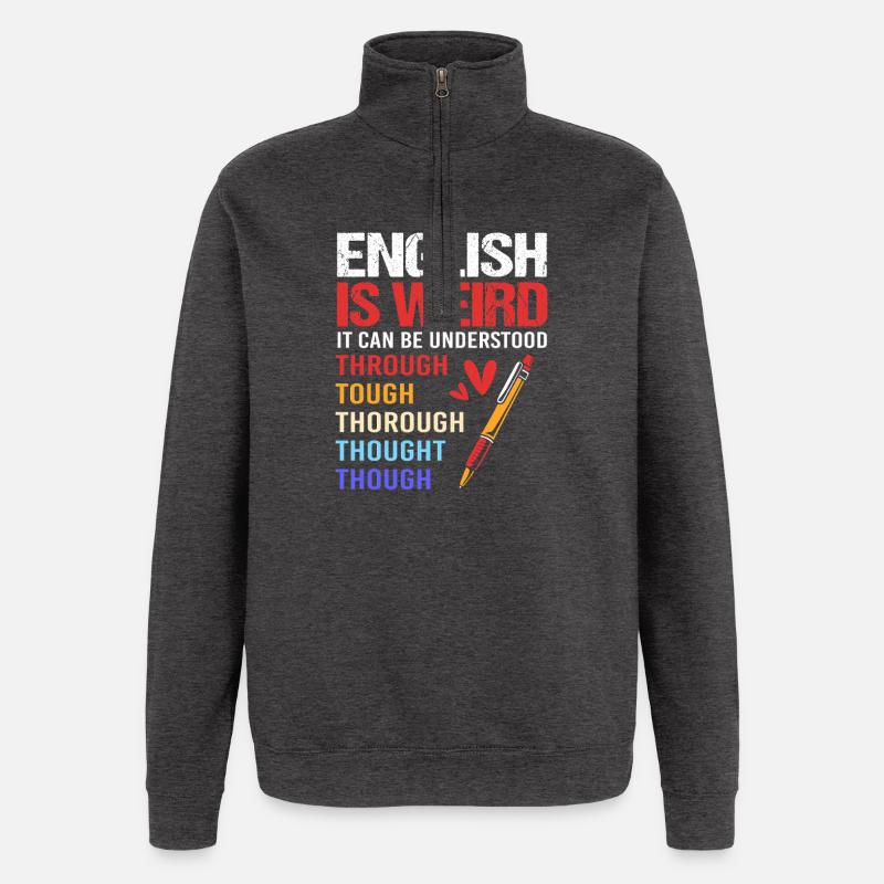 grammaire - Sweat à zip 1/4 - charbon