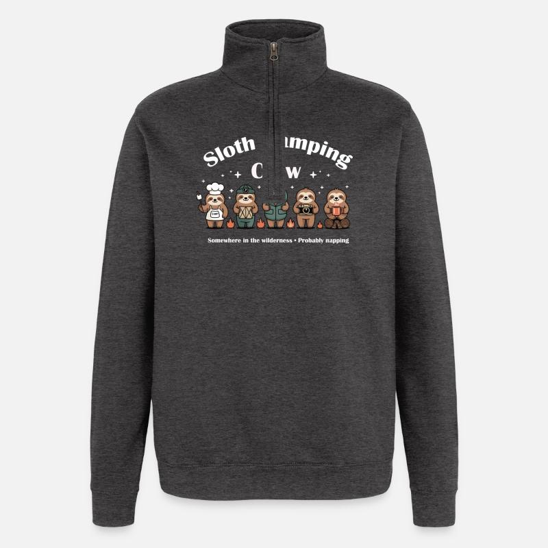 Sloth Camping Crew - Quarter-Zip Sweatshirt - charcoal grey