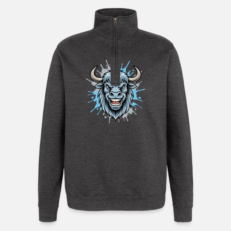Blauer Bison Kopf Spritzer - Quarter-Zip-Sweatshirt - Anthrazit