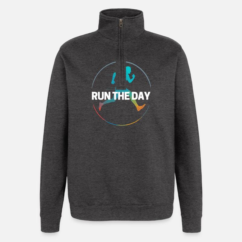 Courir - Courir la journée Motivation Jogging - Sweat à zip 1/4 - charbon