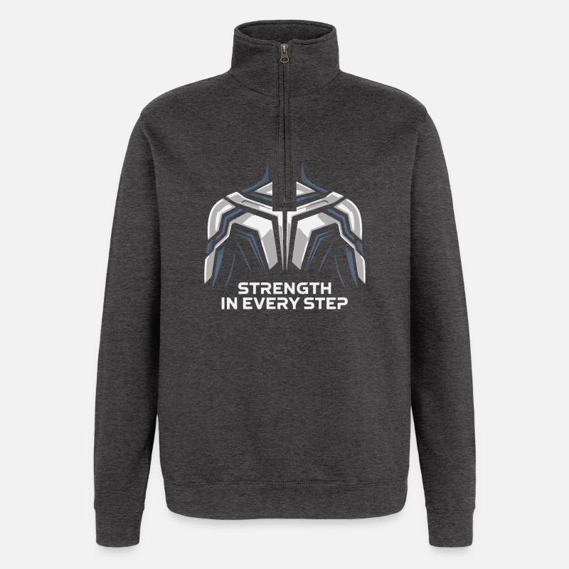 Strength in Every Step Shield - Quarter-Zip Sweatshirt - charcoal grey