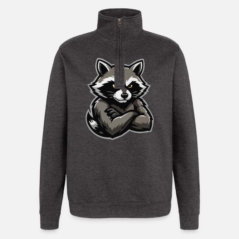 Charme de raton laveur entrelacé - Sweat à zip 1/4 - charbon