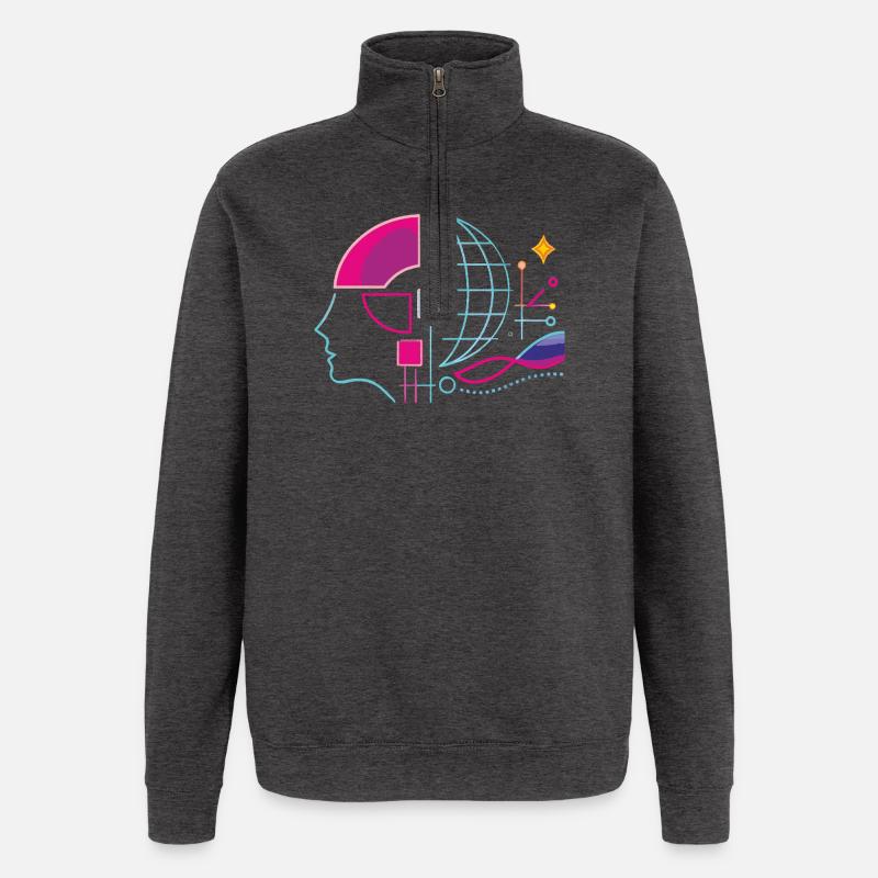 Globale Intelligenz - Quarter-Zip-Sweatshirt - Anthrazit