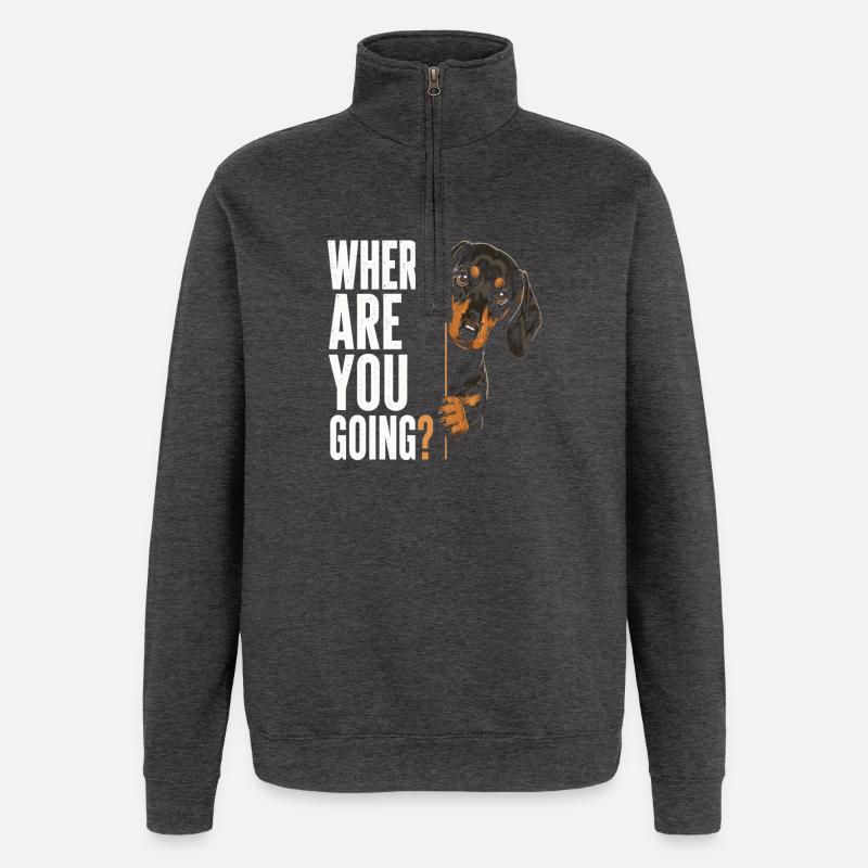 Where Are You Going? Hundeblick - Quarter-Zip-Sweatshirt - Anthrazit