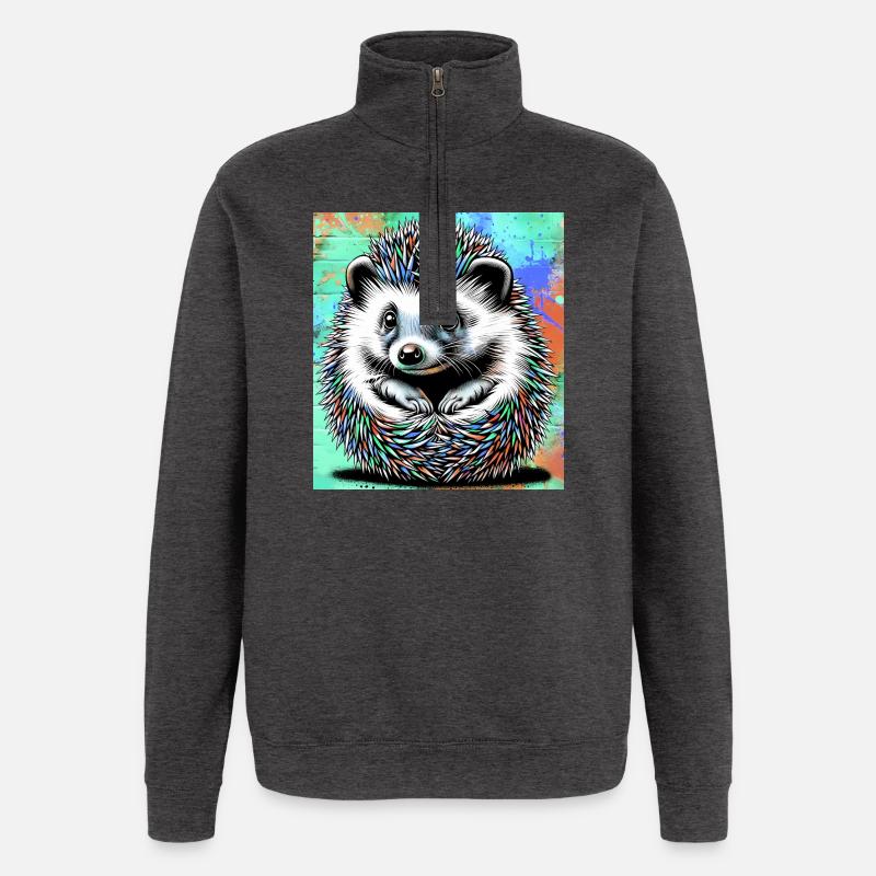 hedgehog - Quarter-Zip Sweatshirt - charcoal grey