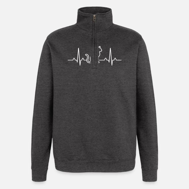 ECG de chat - Sweat à zip 1/4 - charbon