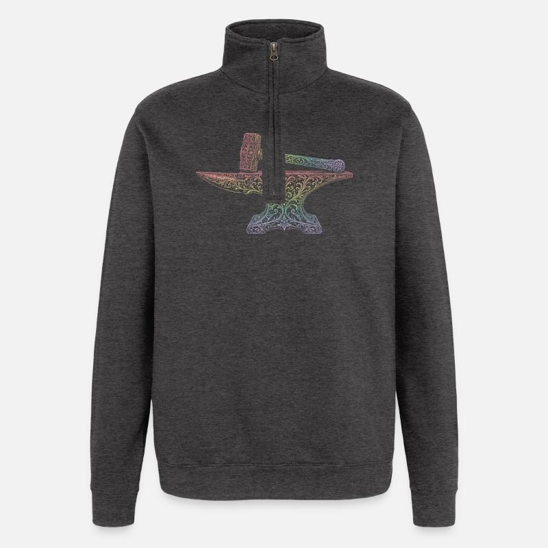 forgeron - Sweat à zip 1/4 - charbon
