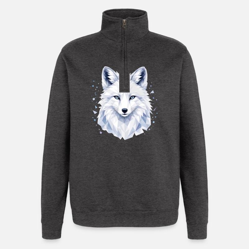 Arctic Fox Polygon Design - Quarter-Zip Sweatshirt - charcoal grey