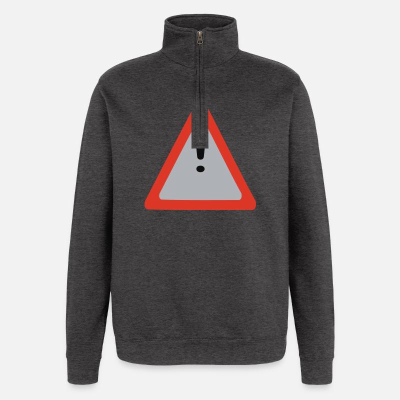 caution caution - Quarter-Zip Sweatshirt - charcoal grey