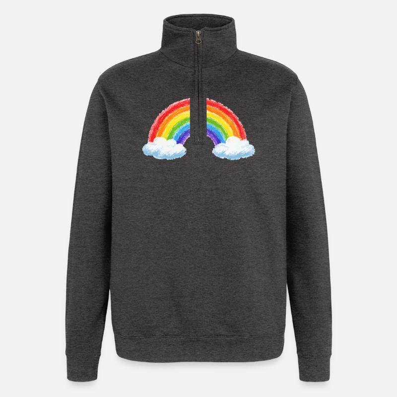 Rainbow over clouds - Quarter-Zip Sweatshirt - charcoal grey
