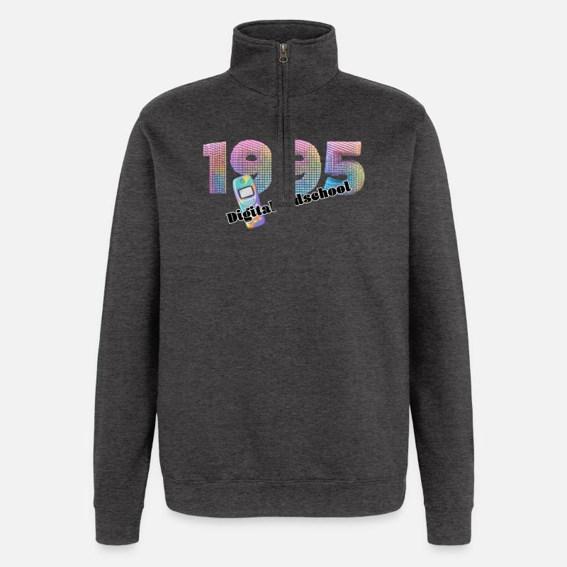 1995 – Digital Nineties Style - Quarter-Zip Sweatshirt - charcoal grey