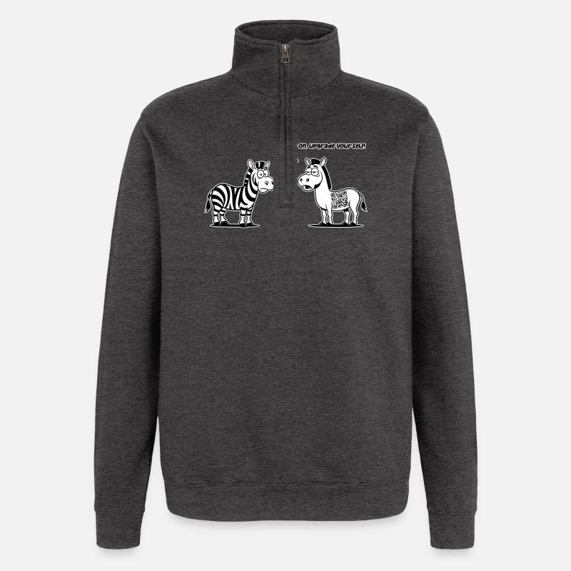 Lustiges Zebra mit QR-Code-Upgrade - Quarter-Zip-Sweatshirt - Anthrazit