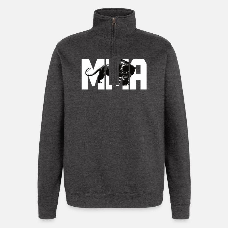 MMA Design mit einer Raubkatze - Quarter-Zip-Sweatshirt - Anthrazit