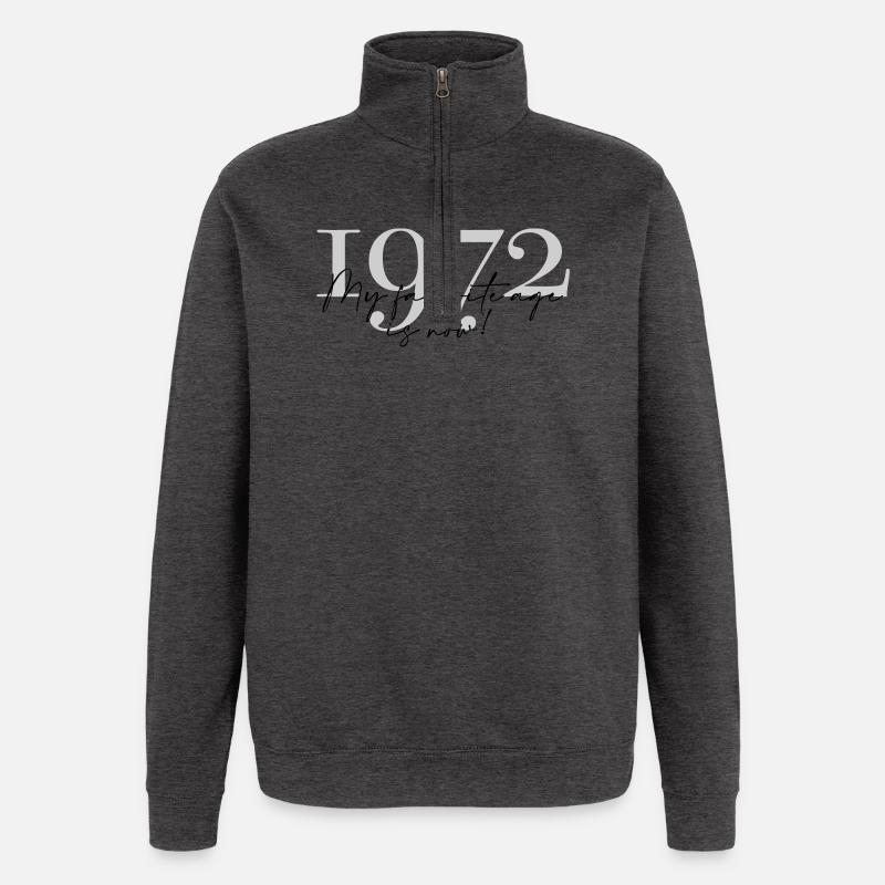 Millésime Année 1972 Script - Sweat à zip 1/4 - charbon