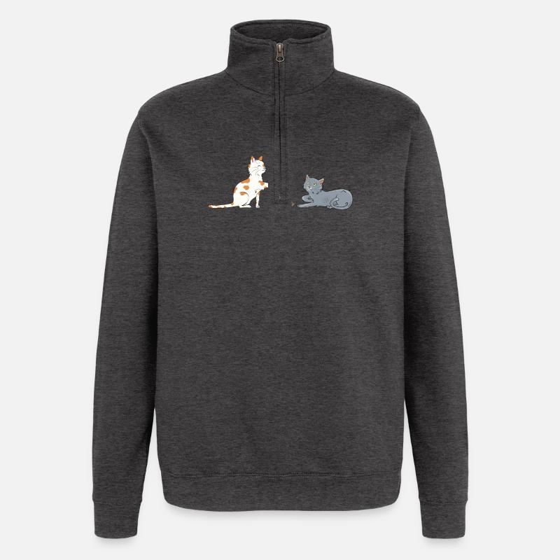 Chat-ritable - Sweat à zip 1/4 - charbon