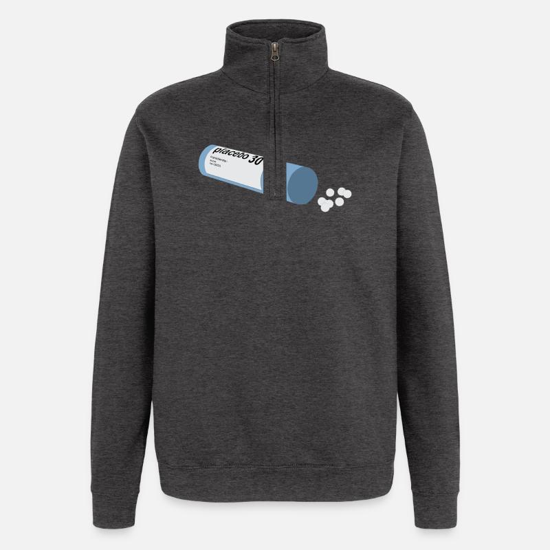 Placebopathie - Sweat à zip 1/4 - charbon