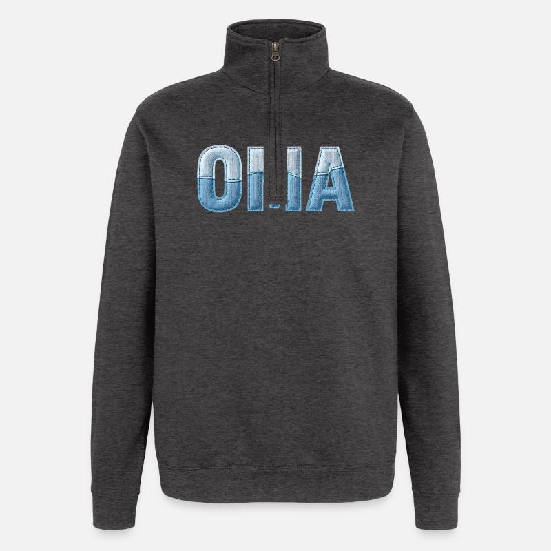 Oma Denim Schriftzug Patchwork Trend - Quarter-Zip-Sweatshirt - Anthrazit