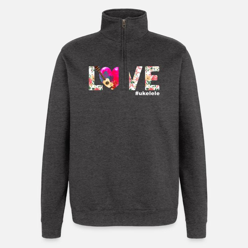 Ukulélé hawaïen Ukulélé Love - Sweat à zip 1/4 - charbon