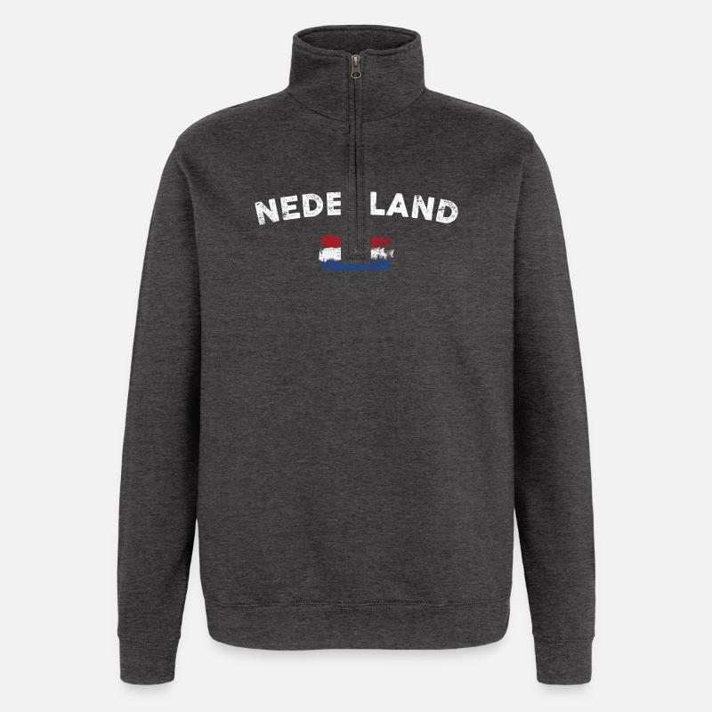 Drapeau des Pays-Bas Coup de pinceau - Sweat à zip 1/4 - charbon