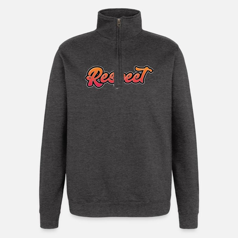 Respekt lettering in dynamic design - Quarter-Zip Sweatshirt - charcoal grey