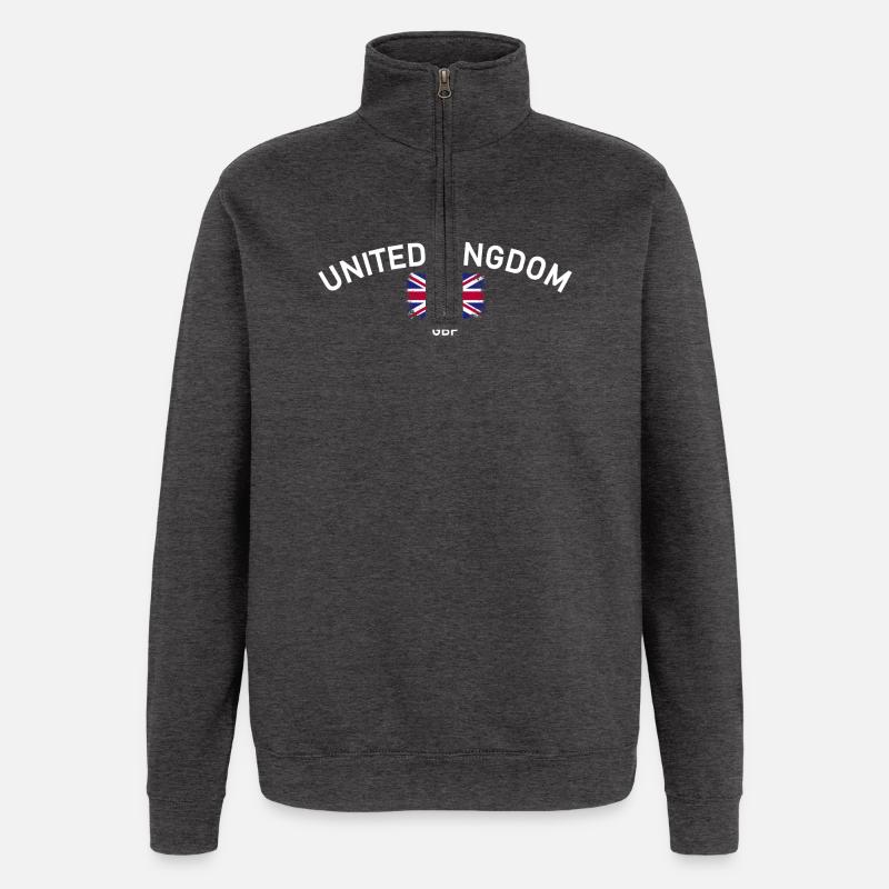 Arc Distressed Union Jack - Quarter-Zip Sweatshirt - charcoal grey