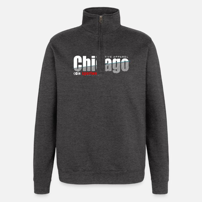 Dynamisches Sportdesign mit moderner Schärfe - Quarter-Zip-Sweatshirt - Anthrazit