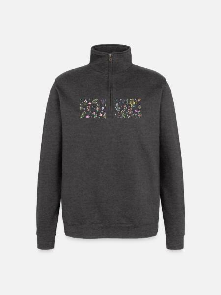 Midnight Bloom Botanischer Druck - Quarter-Zip-Sweatshirt - Anthrazit