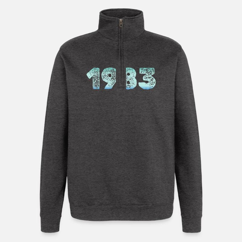 1983 Grunge Gradient Digits - Quarter-Zip Sweatshirt - charcoal grey