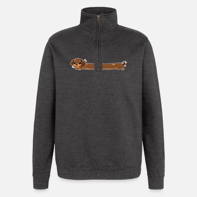 Long, teckel mignon - Sweat à zip 1/4 - charbon