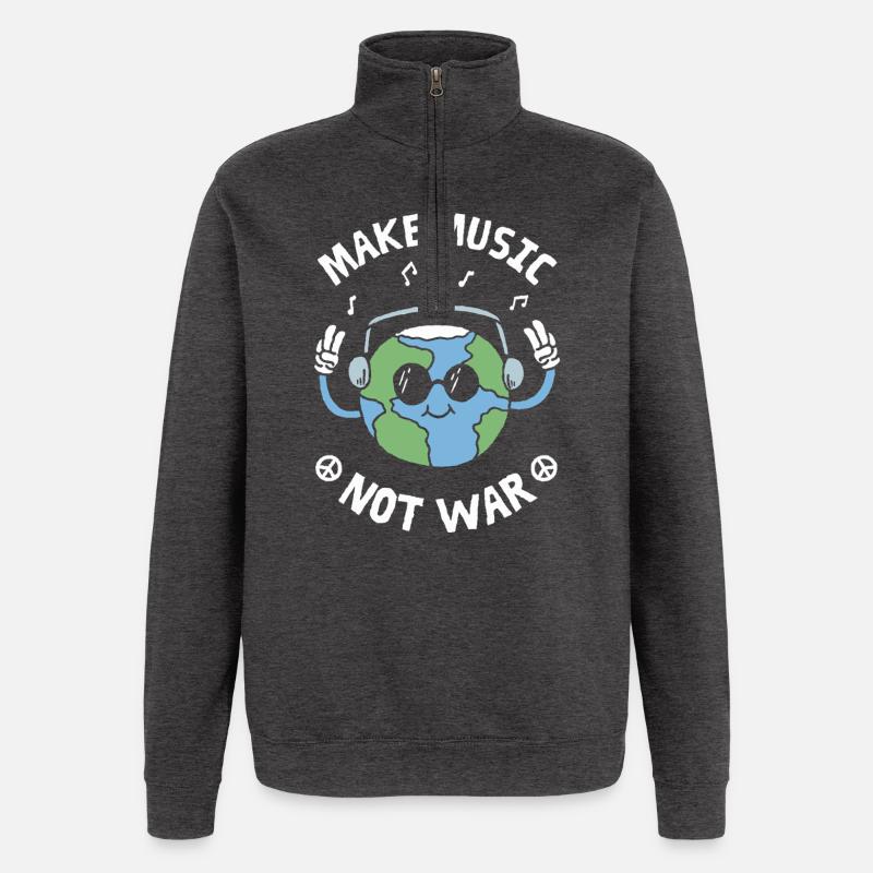 Make Music Not War - Quarter-Zip Sweatshirt - charcoal grey