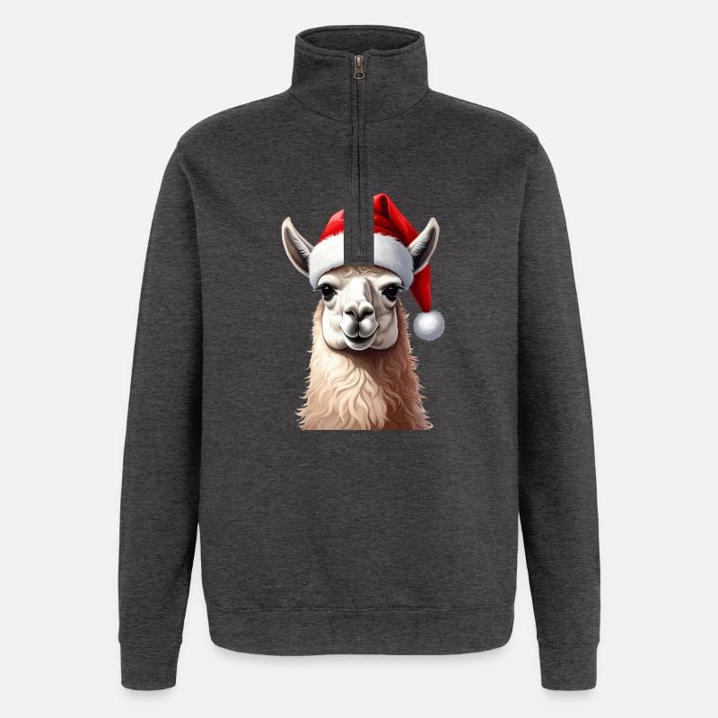 Lama oder Alpaka zu Weihnachten - Quarter-Zip-Sweatshirt - Anthrazit