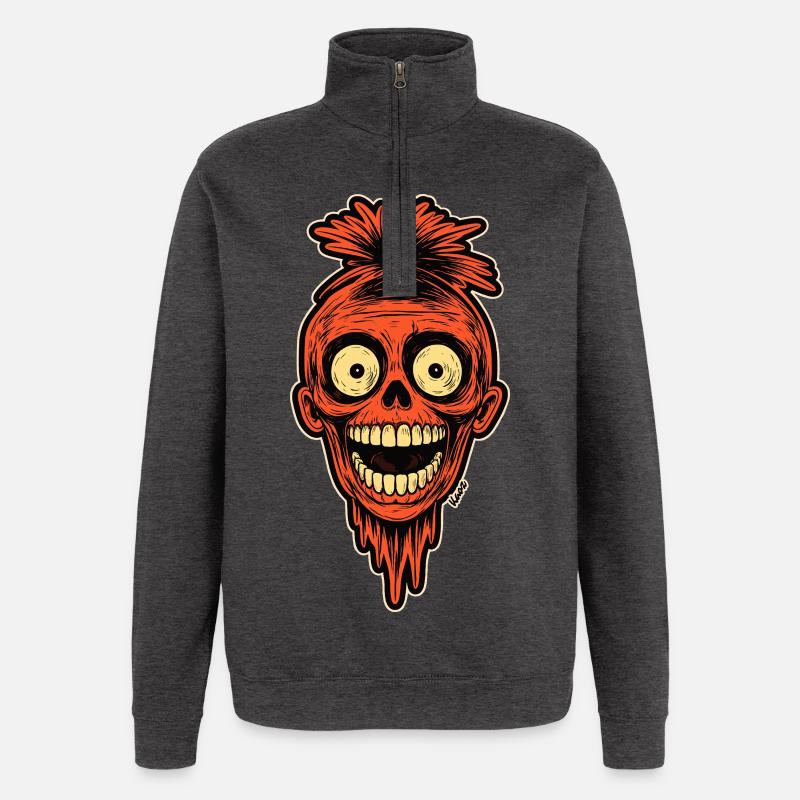 Crimson Skull Mohawk Maskottchen - Quarter-Zip-Sweatshirt - Anthrazit