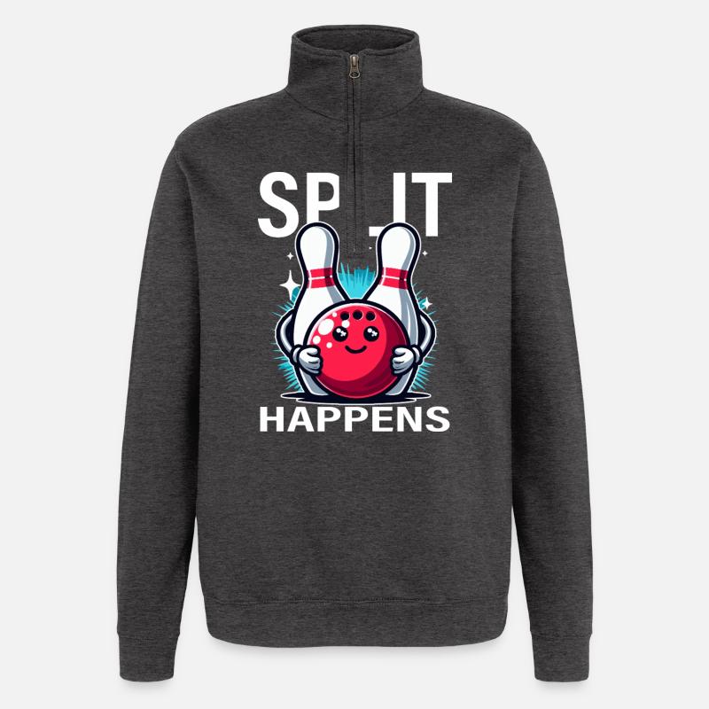 Split Arrives Bowling Joy - Quarter-Zip Sweatshirt - charcoal grey