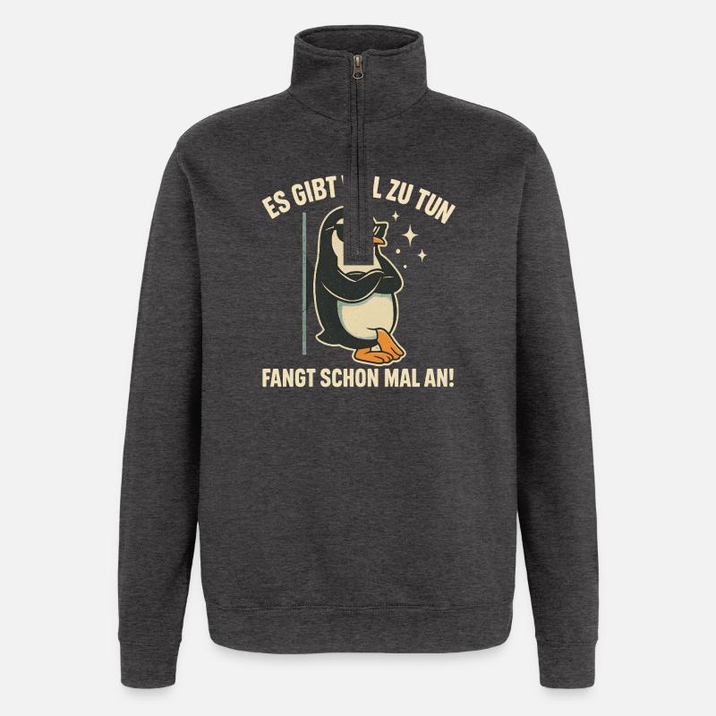 Pinguin mit Sonnenbrille Statement - Quarter-Zip-Sweatshirt - Anthrazit