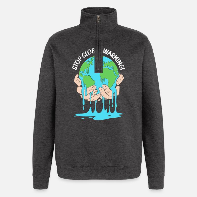 Climate change Environment Environmental protection - Quarter-Zip Sweatshirt - charcoal grey