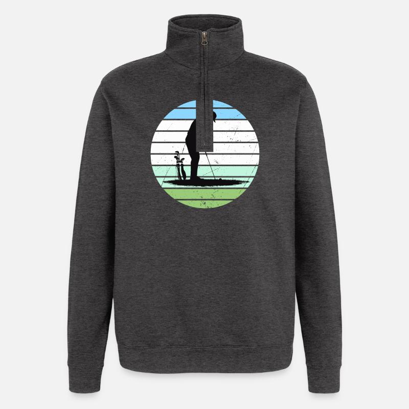 Silhouette de golf en cercle pastel - Sweat à zip 1/4 - charbon