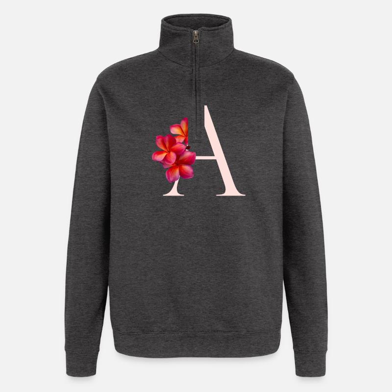 Une fleur - Sweat à zip 1/4 - charbon